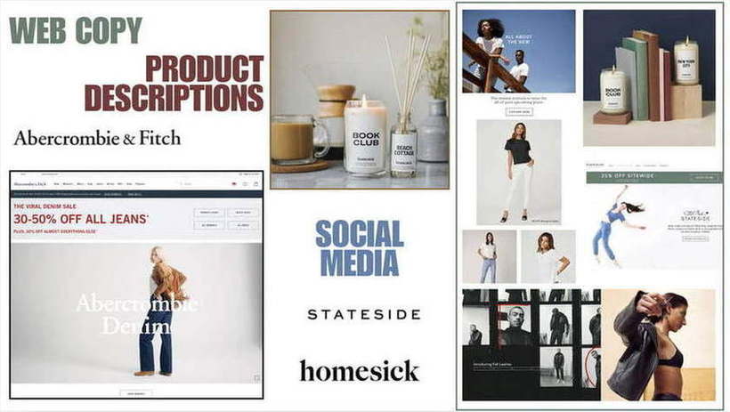 Abercrombie & Fitch · Homesick · Stateside — Web copy, product descriptions and social