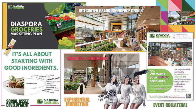 Diaspora Groceries — Marketing plan, brand experience and event collateral