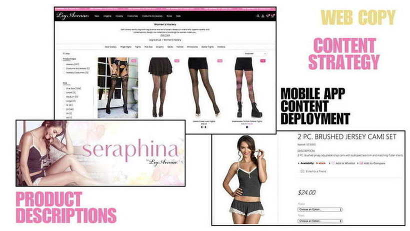 Leg Avenue — Web copy, content strategy and product descriptions